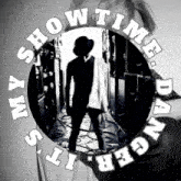 a black and white photo of a man with the words showtime danger written around it