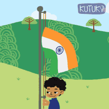 raising flag kutu kutuki happy proud indian