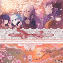 a picture of anime girls with kanamafu < 3 on the top