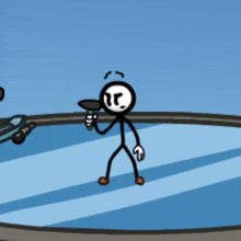 a stick figure is holding up a torch in a video game