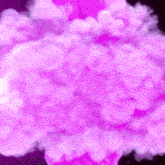 a bunch of purple smoke is coming out of a bottle on a black background .