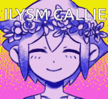 a picture of a girl with flowers in her hair with the name ilysm callie