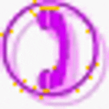 a purple telephone is in a purple circle on a white background .