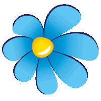 a blue flower with a yellow center and a white center
