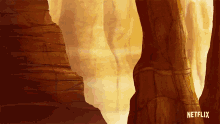 a painting of a canyon with the word netflix on the bottom