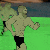 a man with a beard is running on a field