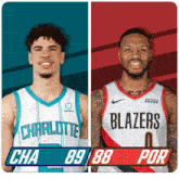two basketball players one from charlotte and the other from blazers