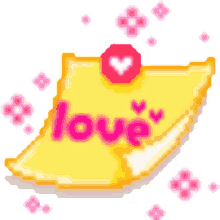 the word love is on a yellow piece of paper