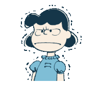 a cartoon of lucy brown with an angry face