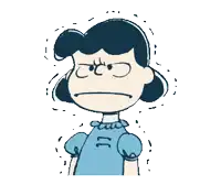 a cartoon of lucy brown with an angry face