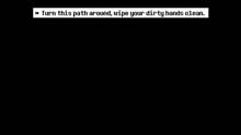 a cartoon of a man standing in front of a dragon with the words " turn this path around wipe your dirty hands clean "
