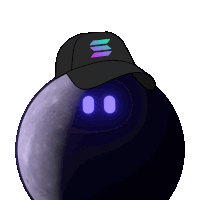 a cartoon drawing of a black ball with a hat on
