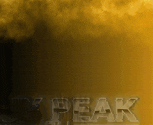 a yellow and black background with the word peak