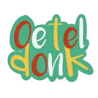 a green sign that says " cetel donk " in red yellow and white