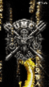a picture of a skull and crossbones on a black background