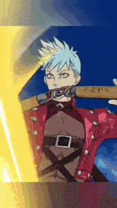 ban from the seven deadly sins is holding a sword in his hand .