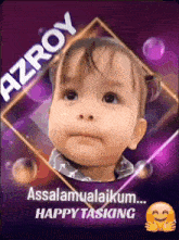 a picture of a baby with the name azroy written on it