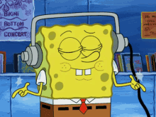 spongebob squarepants spongebob headphone music snap