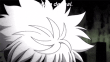 a black and white drawing of a person 's hair with the words " a de ai " written on the bottom .