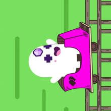 a cartoon drawing of a roller coaster with a white ghost in it