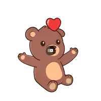 a brown teddy bear with a red heart on his head