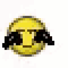 a black and yellow object with a smiley face on it on a white background .