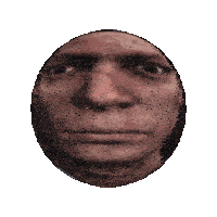 a pixelated image of a man 's face in a circle