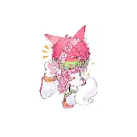 a pixel art drawing of a cat wearing a scarf and gloves .