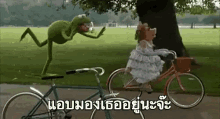 แอบมองเธออยู่นะจ๊ะ GIF - Pepe The Frog Biking Ride A Bike GIFs