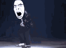 a cartoon drawing of a man with glasses and a screaming face