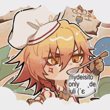 a drawing of a chef with a spoon and the words mydeisito only de iuli