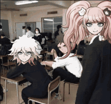 anime school laugh remove chair fall