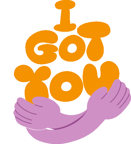 I Got You Purple Arms Hugging I Got You In Orange Bubble Letters Sticker - I Got You Purple Arms Hugging I Got You In Orange Bubble Letters Dont Worry Stickers