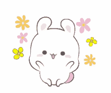 bunny cute kawaii flowers happy