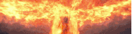 a large fire is erupting in the sky and looks like a phoenix rising from the flames .