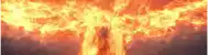 a large fire is erupting in the sky and looks like a phoenix rising from the flames .