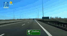 a highway sign that says gryfino on it