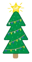 a cartoon christmas tree with a star on top