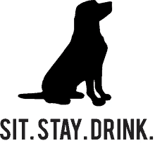 sit stay drink dog logo