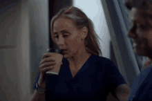 Teddy Altman Drinking Coffee GIF - Teddy Altman Drinking Coffee Greys Anatomy GIFs