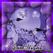 gute nacht good night moon butterfly purple