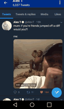 a screenshot of alex t 's twitter page with a picture of a man and a child