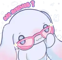 a drawing of a bunny wearing pink glasses with the words no dishes written on it