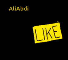 a black background with a yellow sign that says like on it