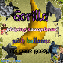 Gorilla Saxophone GIF - Gorilla Saxophone Balloons GIFs