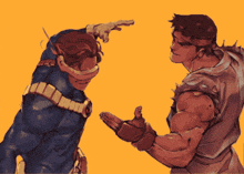 a cartoon drawing of cyclops and ryu