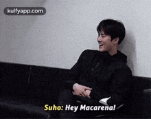 suho: hey macarena! im tae kyung sitting person human
