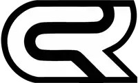 a black and white logo with the letter r