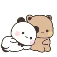 two teddy bears are laying next to each other on a white background .