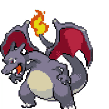 shiny charizard fire flames dragon pokemon